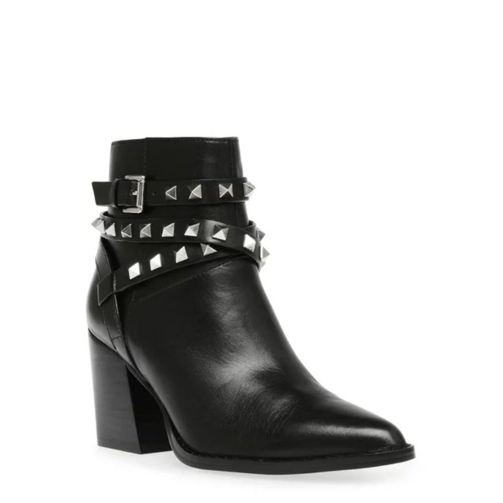 Goth Steve Madden Black Leather Studded Cala Bootie -  NWT - Size 7